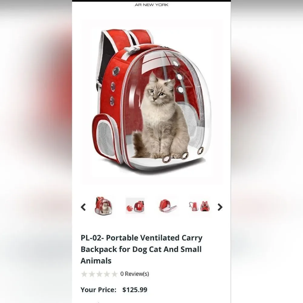 NWT - Portable Ventilated Carry Backpack for Dog Cat Pet Carrier